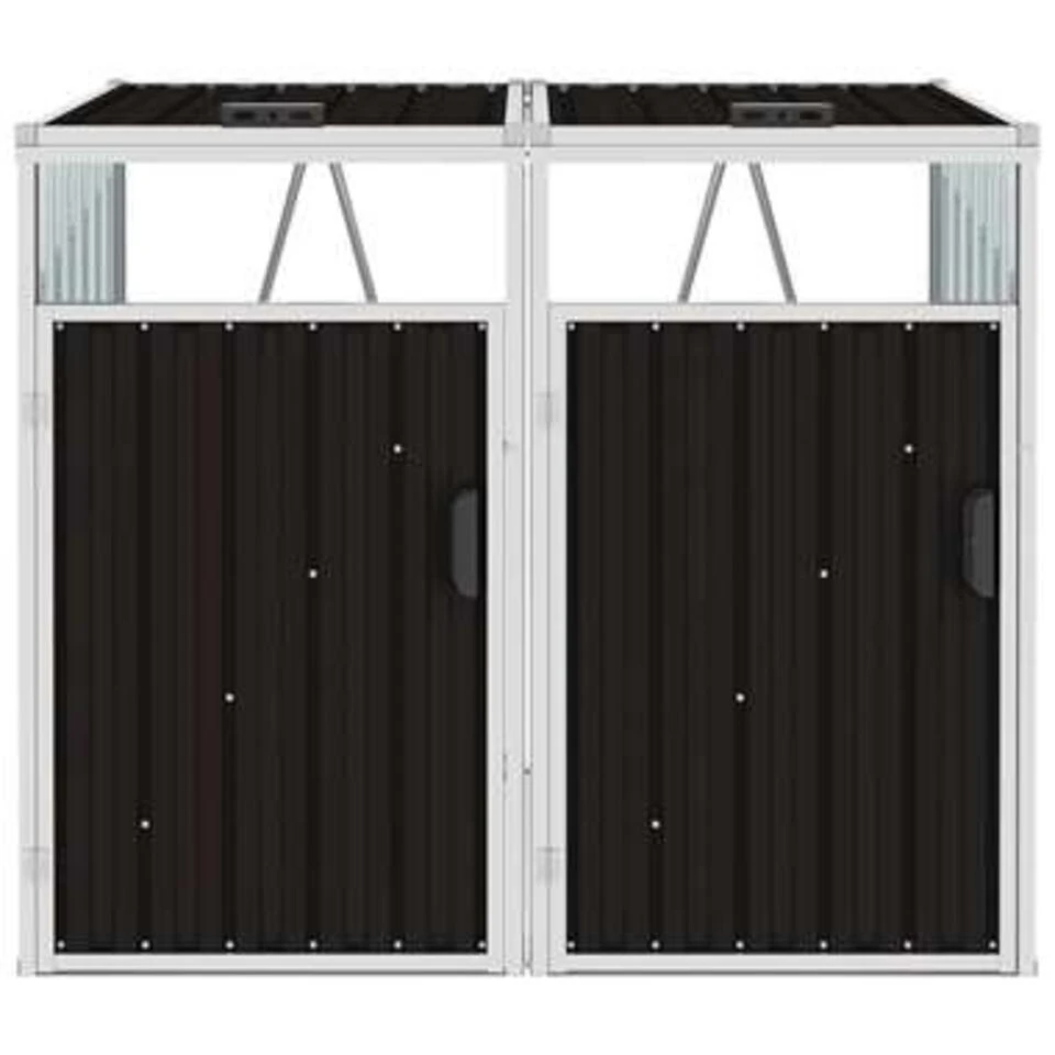 VidaXL Afvalbakberging Dubbel 143x81x121 Cm Staal Bruin 2 VidaXL Afvalbakberging Dubbel 143x81x121 Cm Staal Bruin - Afbeelding 2