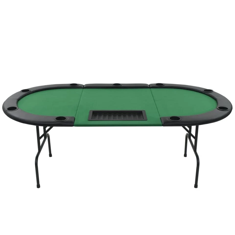 VidaXL Pokertafel Voor 9 Spelers Ovaal 3-voudig Inklapbaar Groen 3 VidaXL Pokertafel Voor 9 Spelers Ovaal 3-voudig Inklapbaar Groen - Afbeelding 3