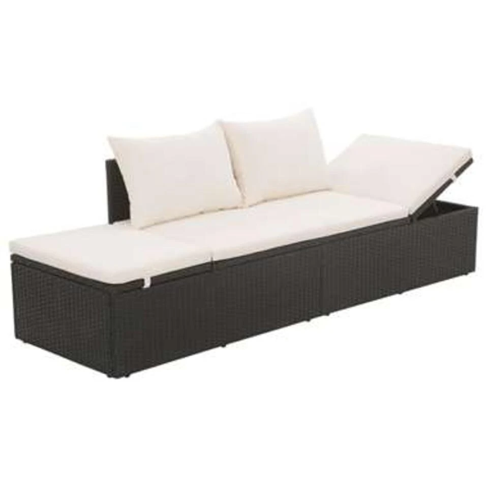 VidaXL Tuinbed 195x60 Cm Poly Rattan Zwart 3 VidaXL Tuinbed 195x60 Cm Poly Rattan Zwart - Afbeelding 3