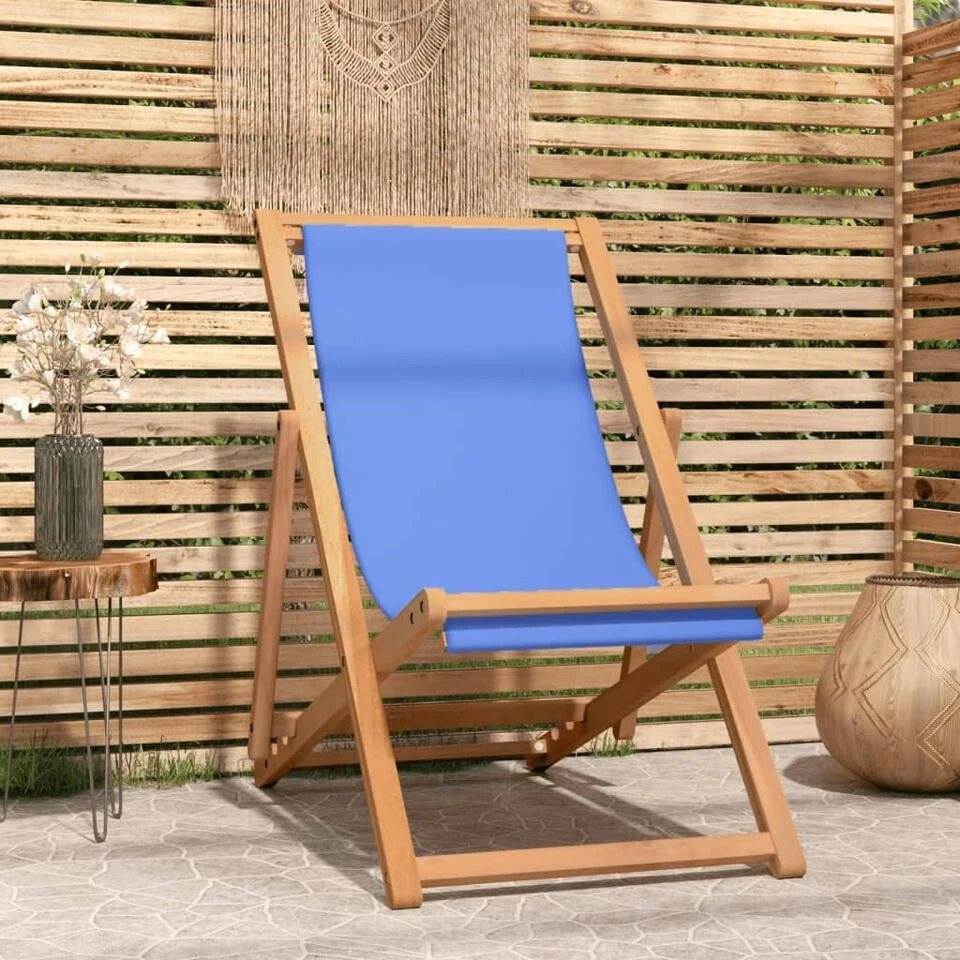 VidaXL Ligstoel 56x105x96 Cm Teakhout Blauw 2 VidaXL Ligstoel 56x105x96 Cm Teakhout Blauw - Afbeelding 2