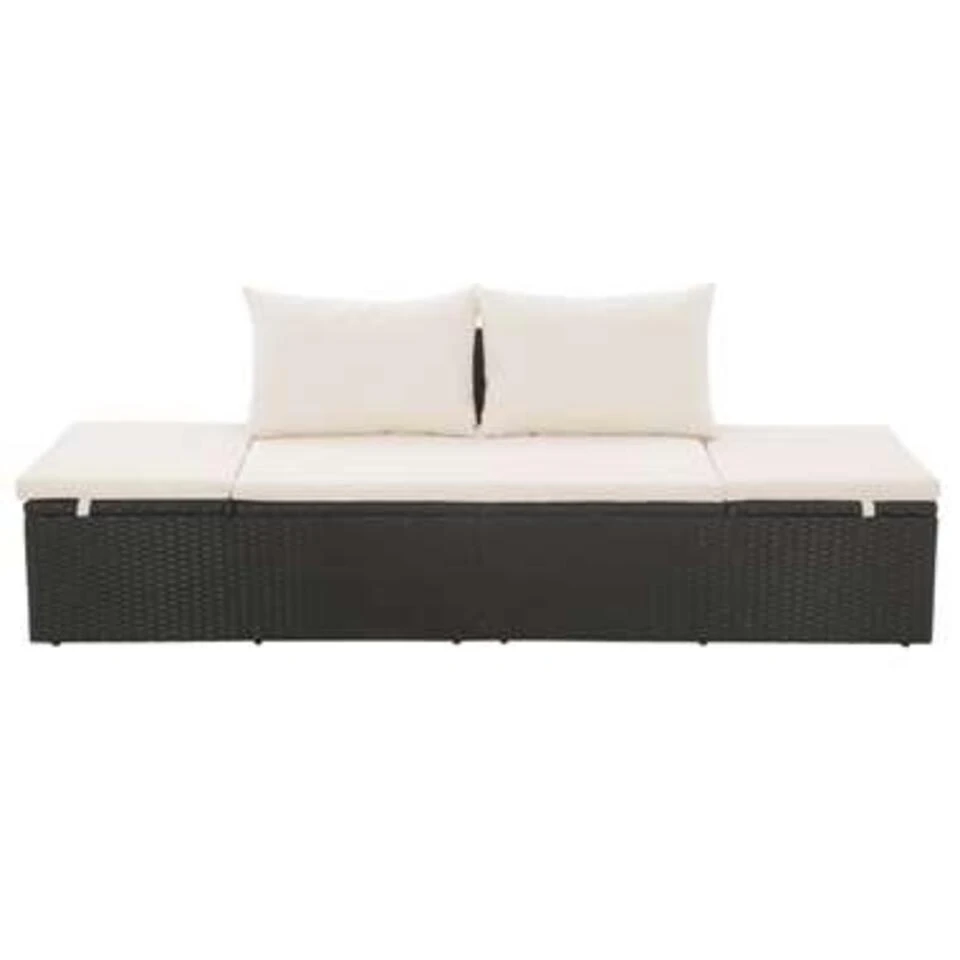 VidaXL Tuinbed 195x60 Cm Poly Rattan Zwart 2 VidaXL Tuinbed 195x60 Cm Poly Rattan Zwart - Afbeelding 2