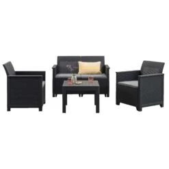 Keter Loungeset Emma 4-delig - Antraciet -VIDAXL Verkoop 50401062 3160