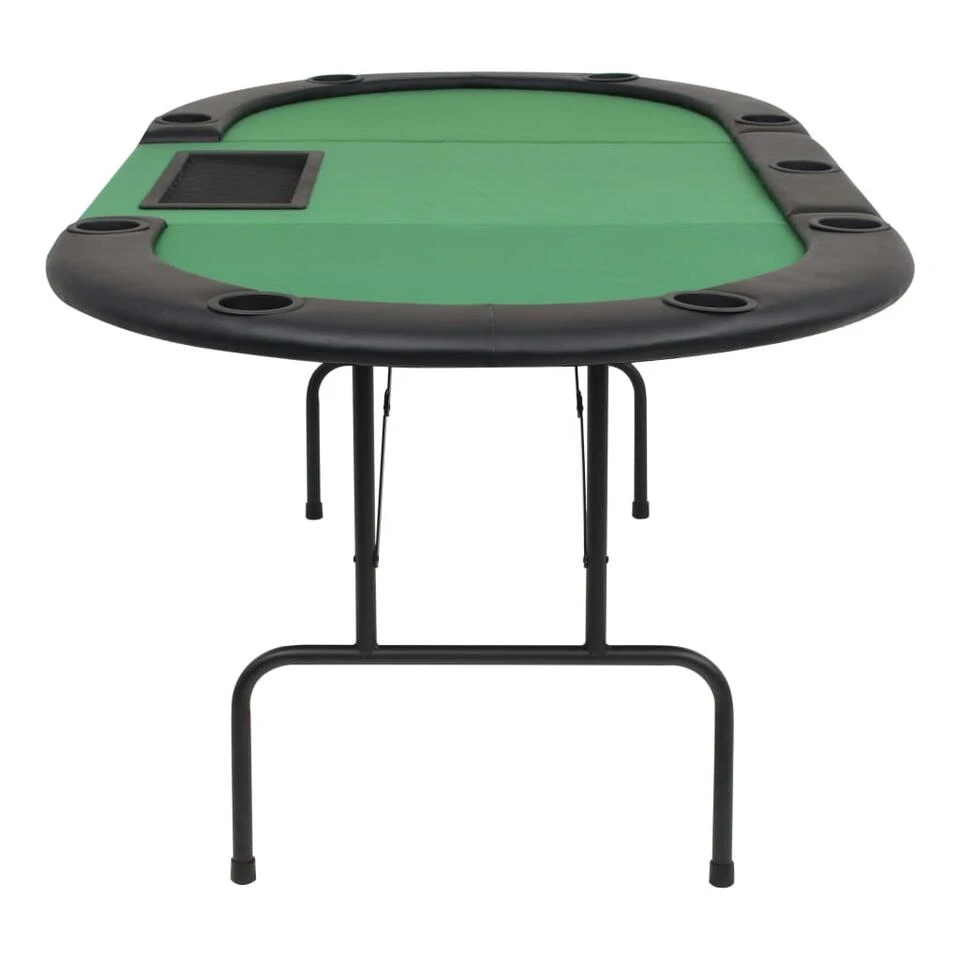 VidaXL Pokertafel Voor 9 Spelers Ovaal 3-voudig Inklapbaar Groen 4 VidaXL Pokertafel Voor 9 Spelers Ovaal 3-voudig Inklapbaar Groen - Afbeelding 4