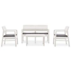 VidaXL 4-delige Loungeset Met Kussens Kunststof Wit -VIDAXL Verkoop 54e4aad3416146e9bc78f6fd55caf942