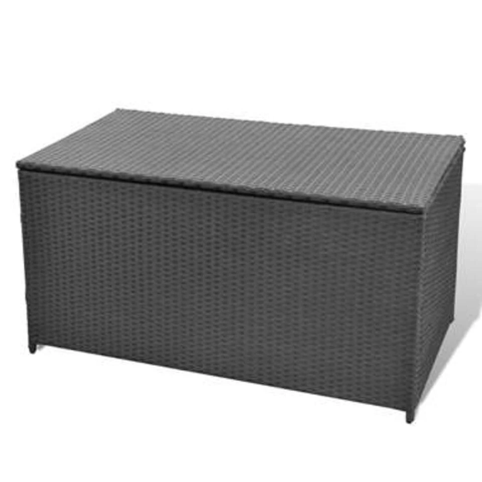 VidaXL Tuinbox 120x50x60 Cm Poly Rattan Zwart 2 VidaXL Tuinbox 120x50x60 Cm Poly Rattan Zwart - Afbeelding 2
