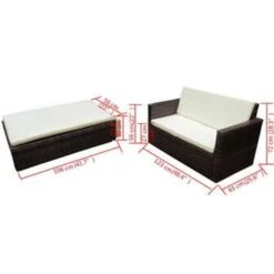 VidaXL 2-delige Loungeset Met Kussens Poly Rattan Bruin -VIDAXL Verkoop 6614f831e7b646f2bdb9d66c51eee6a9