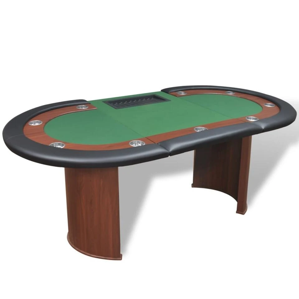 VidaXL Pokertafel Voor 10 Personen Met Dealervak En Fichebak Groen 3 VidaXL Pokertafel Voor 10 Personen Met Dealervak En Fichebak Groen - Afbeelding 3