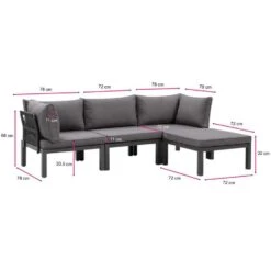 Le Sud Modulaire Loungeset Ardeche - Grijs - 4-delig -VIDAXL Verkoop 90103003 9600