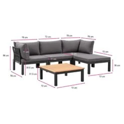 Le Sud Modulaire Loungeset Ardeche V1 - Grijs - 5-delig -VIDAXL Verkoop 90103004 9600
