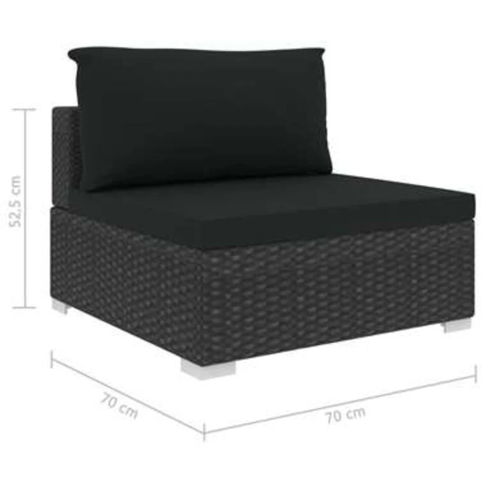 VidaXL 5-delige Loungeset Met Kussens Poly Rattan Zwart 2 VidaXL 5-delige Loungeset Met Kussens Poly Rattan Zwart - Afbeelding 2