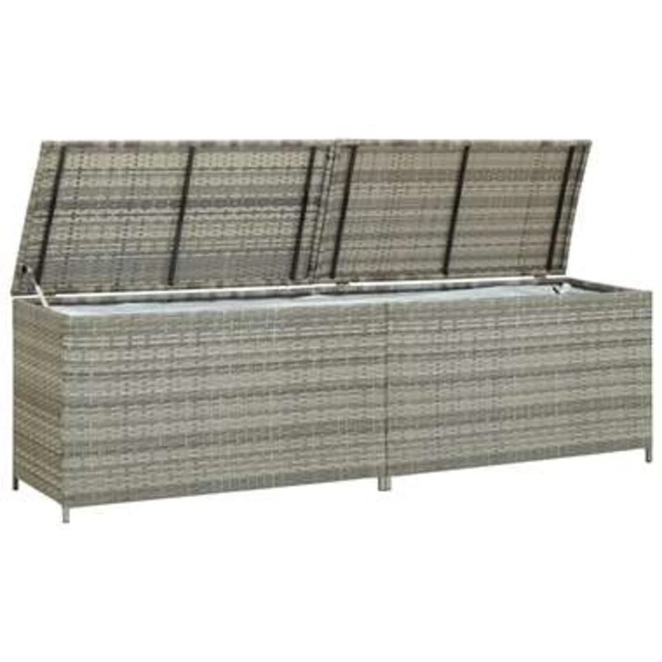 VidaXL Tuinbox 200x50x60 Cm Poly Rattan Grijs 4 VidaXL Tuinbox 200x50x60 Cm Poly Rattan Grijs - Afbeelding 4