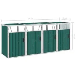 VidaXL Afvalbakberging Vierdubbel 286x81x121 Cm Staal Groen -VIDAXL Verkoop a778f444e921442caac0c721859d0b21