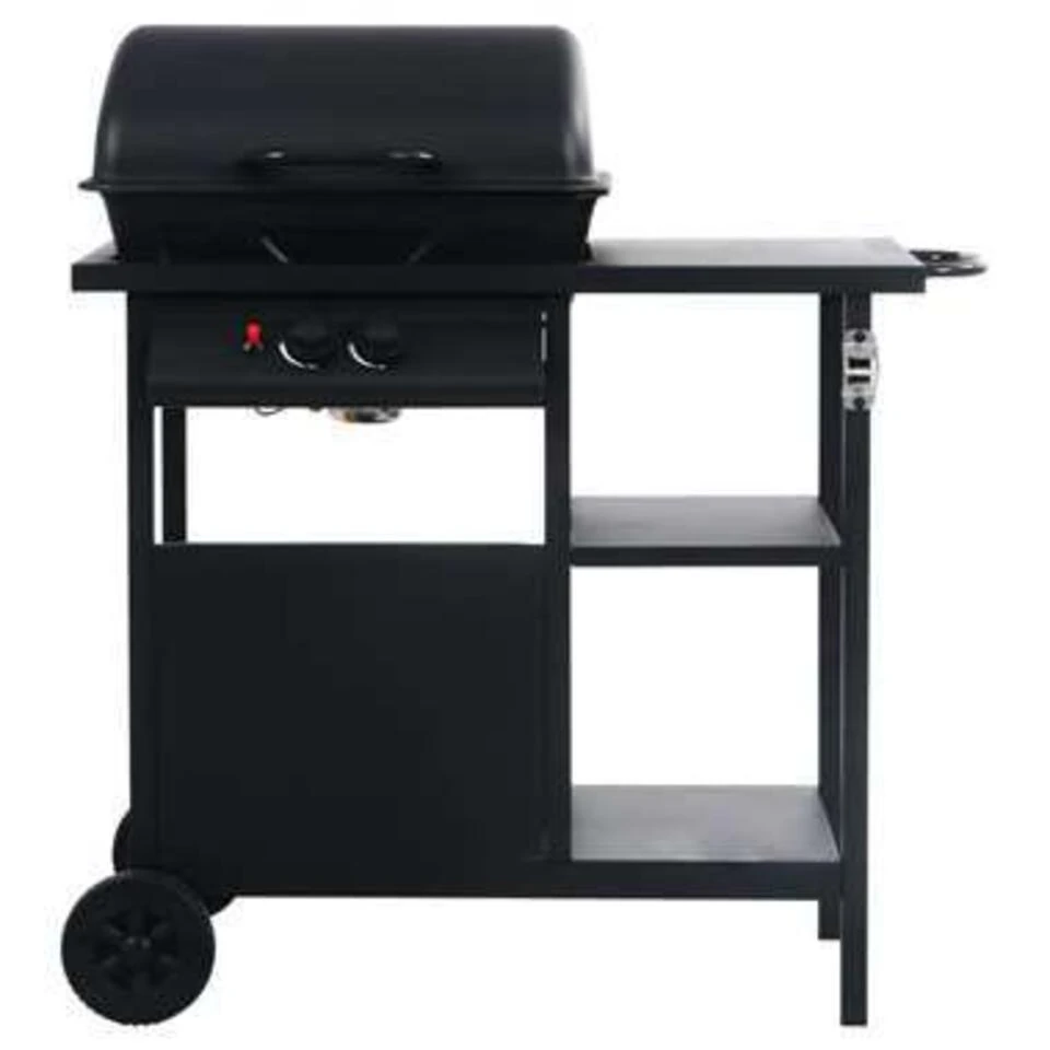 VidaXL Gasbarbecue Met 3-laags Zijtafel Zwart 4 VidaXL Gasbarbecue Met 3-laags Zijtafel Zwart - Afbeelding 4