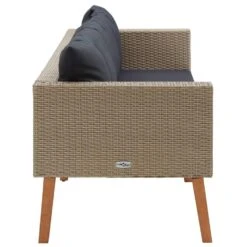 VidaXL Tuinbank 3-zits Met Kussens Poly Rattan Beige -VIDAXL Verkoop bc275b38ab304cd69441a591319b2da8