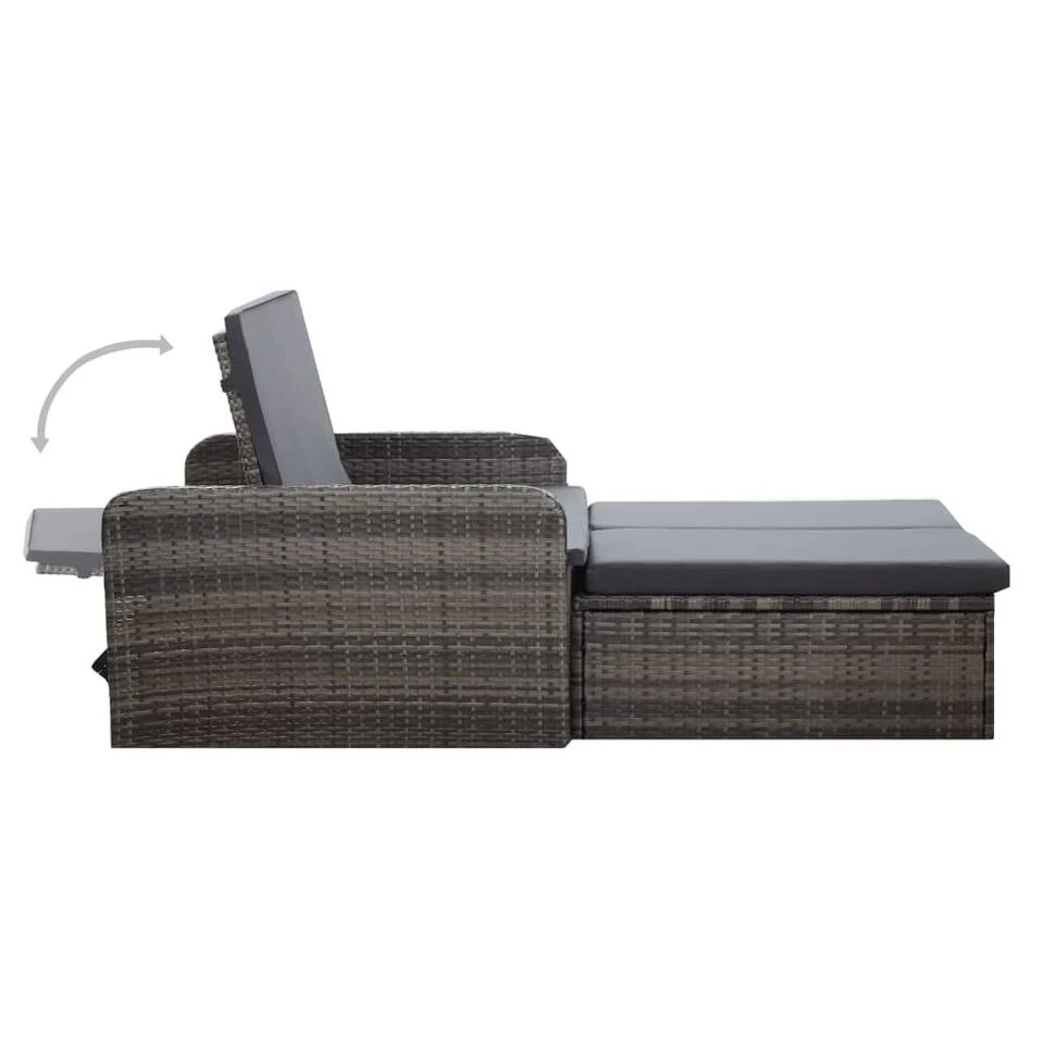 VidaXL 2-delige Loungeset Met Kussens Poly Rattan Grijs 2 VidaXL 2-delige Loungeset Met Kussens Poly Rattan Grijs - Afbeelding 2