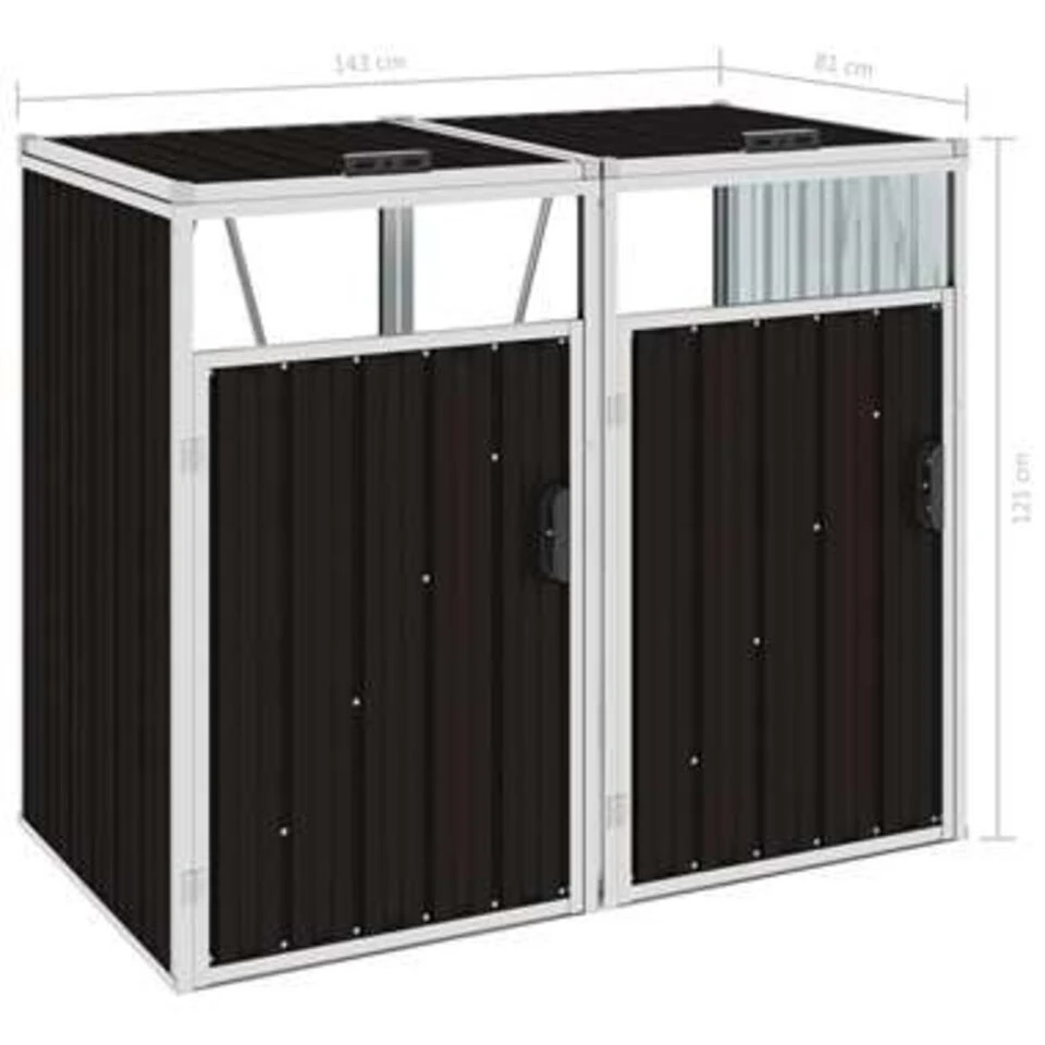 VidaXL Afvalbakberging Dubbel 143x81x121 Cm Staal Bruin 3 VidaXL Afvalbakberging Dubbel 143x81x121 Cm Staal Bruin - Afbeelding 3