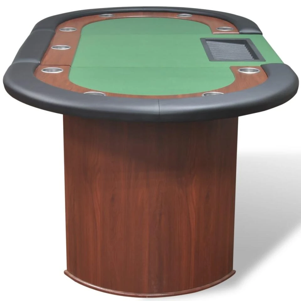 VidaXL Pokertafel Voor 10 Personen Met Dealervak En Fichebak Groen 4 VidaXL Pokertafel Voor 10 Personen Met Dealervak En Fichebak Groen - Afbeelding 4