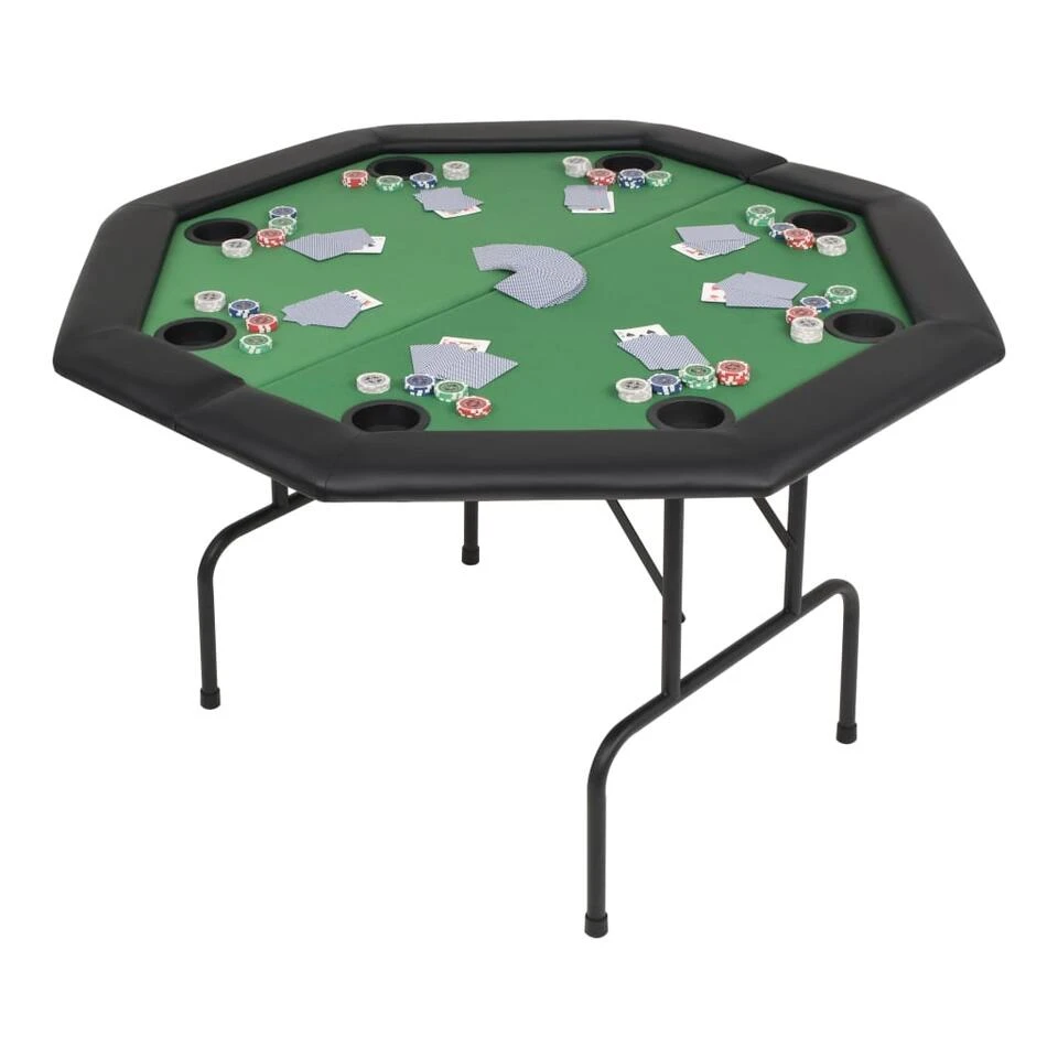 VidaXL Pokertafel Voor 8 Spelers Achthoekig 2-voudig Inklapbaar Groen 2 VidaXL Pokertafel Voor 8 Spelers Achthoekig 2-voudig Inklapbaar Groen - Afbeelding 2