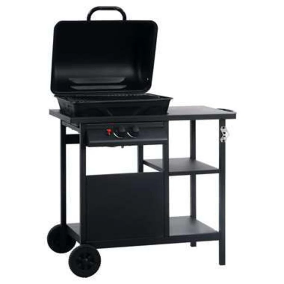 VidaXL Gasbarbecue Met 3-laags Zijtafel Zwart 3 VidaXL Gasbarbecue Met 3-laags Zijtafel Zwart - Afbeelding 3